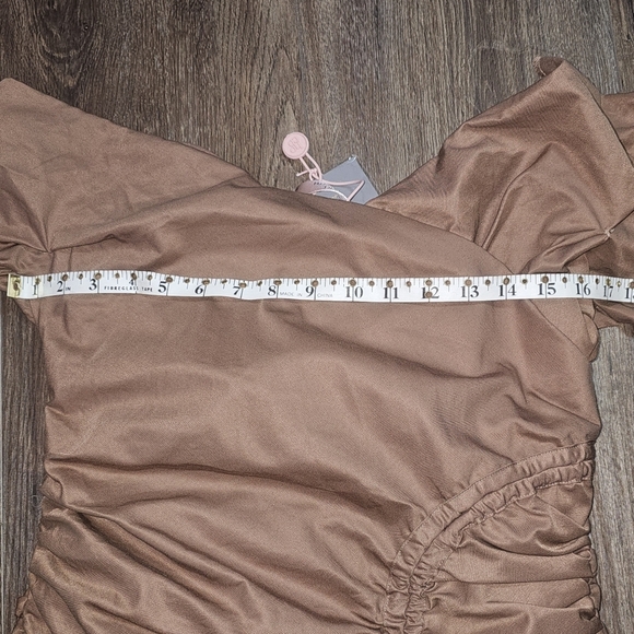 House Of CB Womens Dress Sz M Indra Mocha Off Shoulder Mini,Party,Dance Ruched - Picture 9 of 15